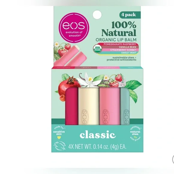 EOS | Bundle Natural Lip Balm Organic 4 Pack Smooth Balm Natural Classic & Minty - Picture 2 of 16